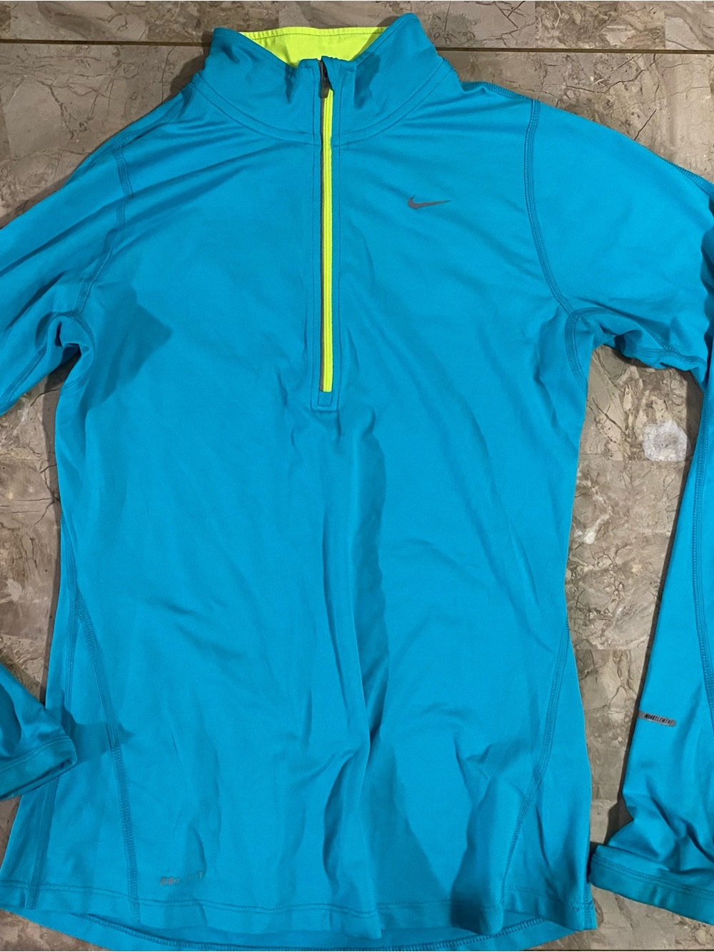 Nike Women’s Bright Aqua Half-Zip Pullover with Neon Yellow Trim